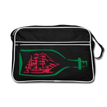 bouteille navire - Sac Retro - noir/blanc - Devant