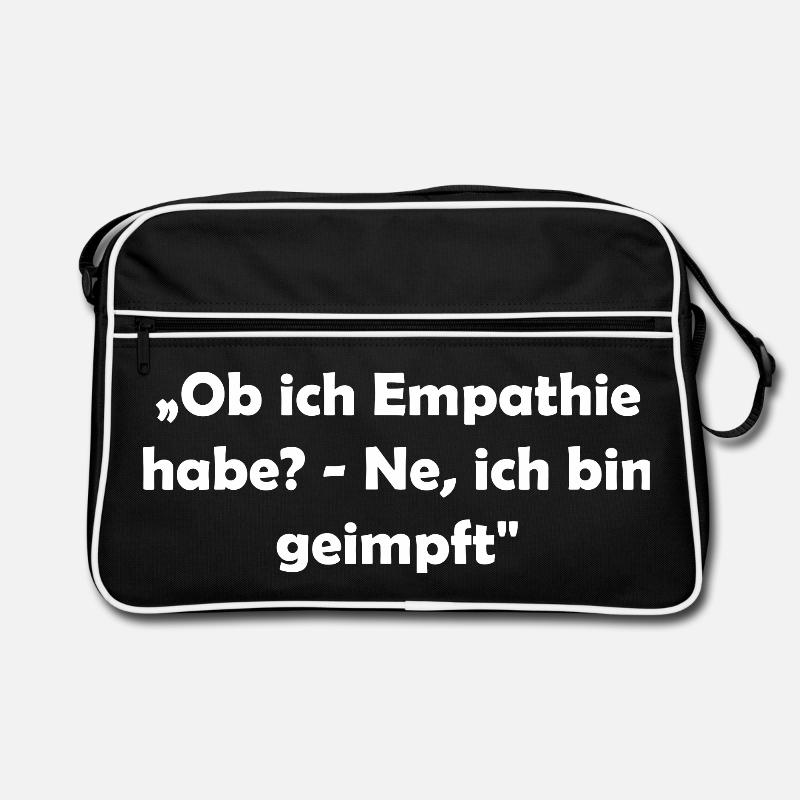 „Ob ich Empathie habe? - Ne, ich bin geimpft" - Retro Tasche - Schwarz/Weiß