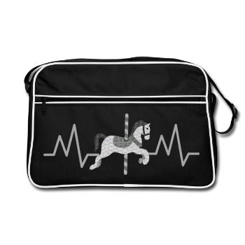 Carousel Horse Heart Monitor - Horse Lovers - Retro Bag - black/white - Front