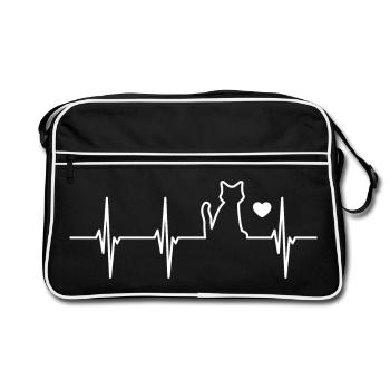 Amoureux des chats Heartbeat - Sac Retro - noir/blanc - Devant