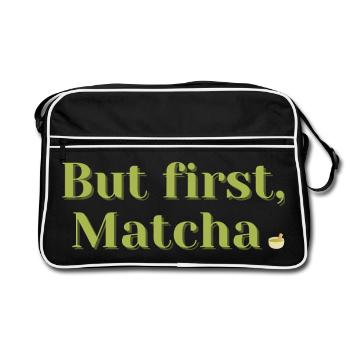 Mais d’abord, le Matcha – Thé et cadeau de bien-être - Sac Retro - noir/blanc - Devant