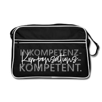 Inkompetenz Kompensations Kompetent lustiger Spruc - Retro Tasche - Schwarz/Weiß - Vorne