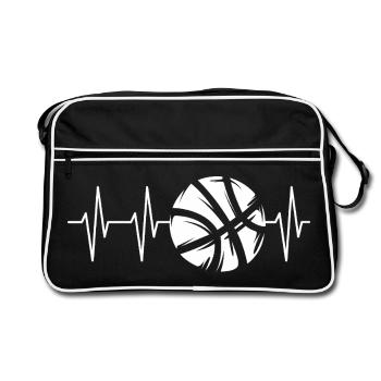 Battement de cœur du basket-ball – pouls du jeu - Sac Retro - noir/blanc - Devant
