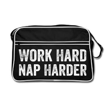 Work hard, Nap harder - Retro Bag - black/white - Front