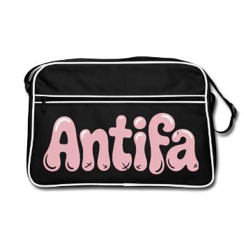 Antifa – Antifaschistisches Merch - Retro Tasche - Schwarz/Weiß - Vorne