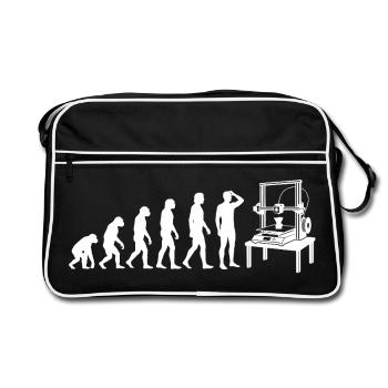 3D Printing Evolution – From Monkey to Maker - Retro Bag - black/white - Front