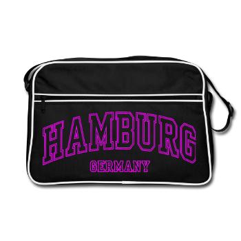 Hamburg Neon Pink Lettering Germany - Retro Bag - black/white - Front