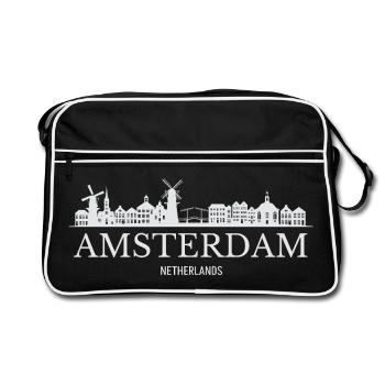 Silhouette d’Amsterdam, Amsterdam Pays-Bas - Sac Retro - noir/blanc - Devant