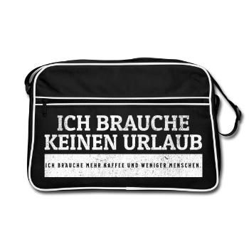 SARKASMUS - Mehr Kaffee. Weniger Menschen. - Retro Tasche - Schwarz/Weiß - Vorne