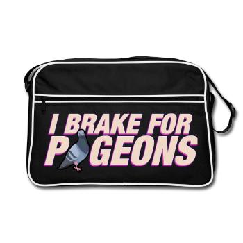 I brake for pigeons - Retro Bag - black/white - Front
