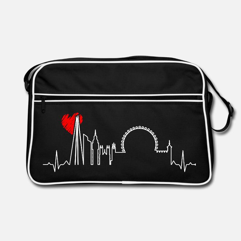 Urbane Skyline Herzschlag Retro Tasche