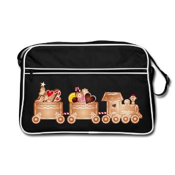 magical gingerbread railway for Christmas - Retro Bag - black/white - Front