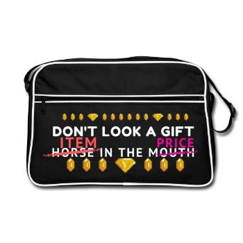 Don't Look A Gift Horse In Mouth Meme - Retro Bag - black/white - Front
