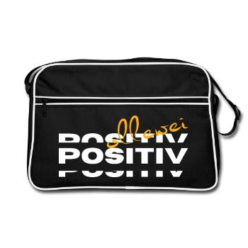 Ollewei positif - toujours positif - Sac Retro - noir/blanc - Devant