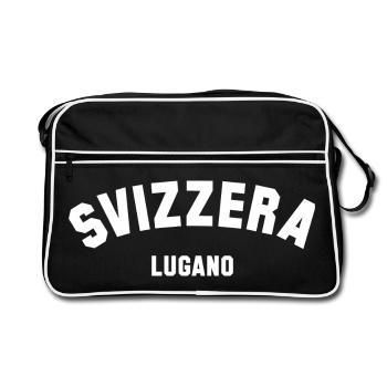 LUGANO Svizzera Switzerland Schweiz - Retro Tasche - Schwarz/Weiß - Vorne