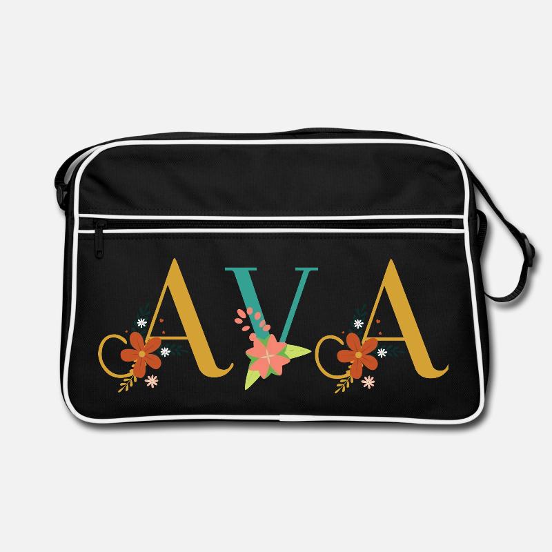 Art du nom AVA avec des fleurs brodées Sac Retro
