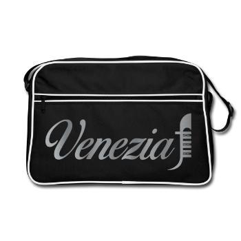 Venezia Script Metallic - Retro Bag - black/white - Front