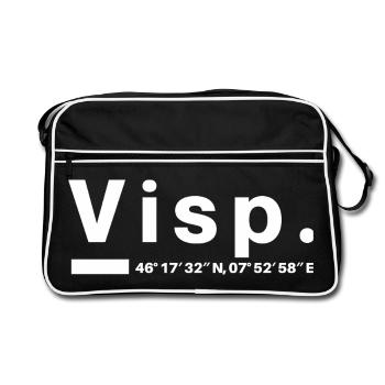 Viège Coordonnées Suisse Valais Visper Visperin - Sac Retro - noir/blanc - Devant