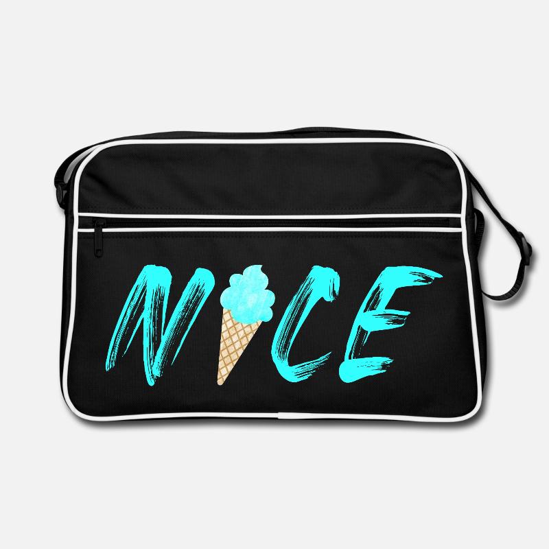 nice hellblau Eis Waffel Eistüte cool Eiscreme Retro Tasche