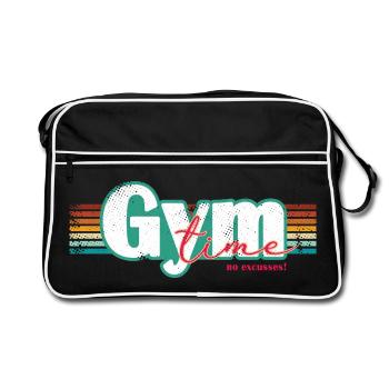 Gym Time – No Excuses Fitness Design Fitnessstudio - Sac Retro - noir/blanc - Devant