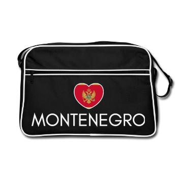 Heart with Montenegro flag, I love Montenegro - Retro Bag - black/white - Front