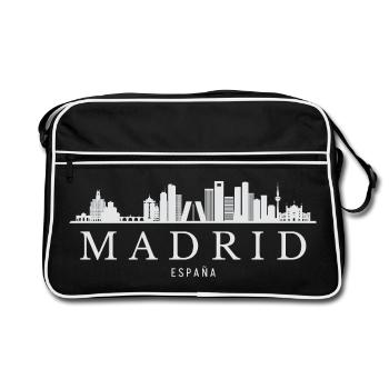 Madrider Skyline, Madrid, Spanien - Retro Tasche - Schwarz/Weiß - Vorne