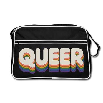 Queer - Cool Pride Logo - Retro Tasche - Schwarz/Weiß - Vorne