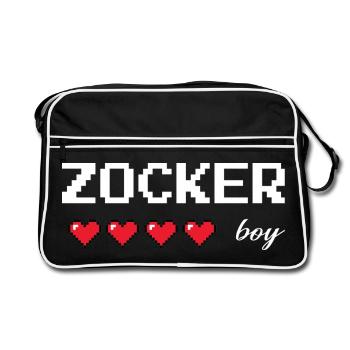 Gaming Boy – Un design de joueur rétro avec des cœurs de vie - Sac Retro - noir/blanc - Devant