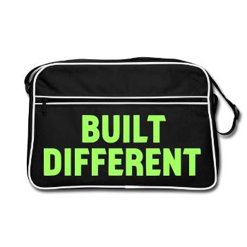 Built Different Neon Tee - Retro Tasche - Schwarz/Weiß - Vorne