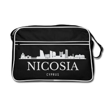 Nikosia Skyline, Nikosia, Zypern - Retro Tasche - Schwarz/Weiß - Vorne