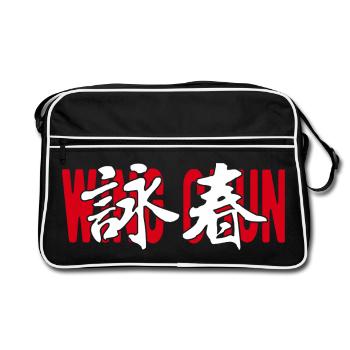 Wing Chun Chinesische Kampfkunst - Retro Tasche - Schwarz/Weiß - Vorne