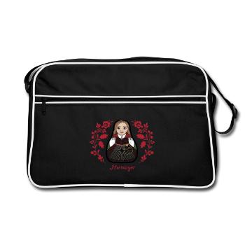Harmångerstinta avec des fleurs - Sac Retro - noir/blanc - Devant