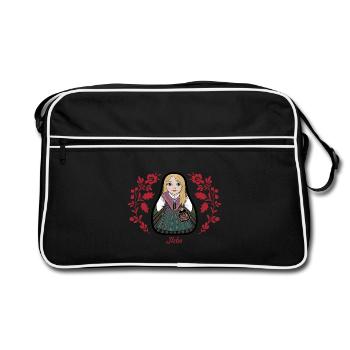 Ilsbostinta avec des fleurs. - Sac Retro - noir/blanc - Devant