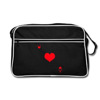 Card game ace of hearts - Retro Bag - black/white - Front