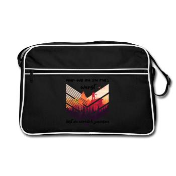 Wandern Spruch - Retro Tasche - Schwarz/Weiß - Vorne