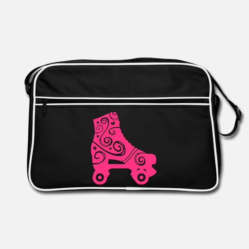 Dekorierter Rollschuh - Retro Tasche - Schwarz/Weiß