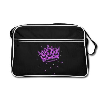 Krone Glitter Prinzessin Geburtstag Princess - Retro Tasche - Schwarz/Weiß - Vorne