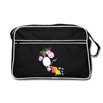 Einhorn lässt es krachen - Retro Tasche - Schwarz/Weiß - Vorne