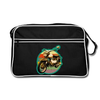 Simmi Star SR4-2 DDR Moped im Retro used look - Retro Tasche - Schwarz/Weiß - Vorne