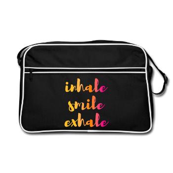 Yoga Quote Inhale Inhale Exhale Gradient om - Retro Bag - black/white - Front