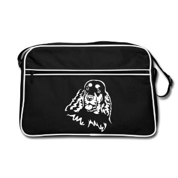 Cocker Spaniel Kopf "Black Edition" - Retro Tasche - Schwarz/Weiß - Vorne