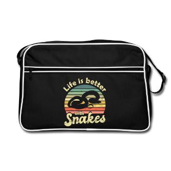 Schlange Schlangen - Retro Tasche - Schwarz/Weiß - Vorne