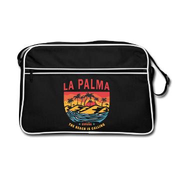 La Palma beach palm tree design - Retro Bag - black/white - Front