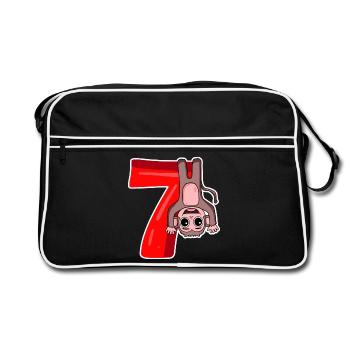 7 years old - 7 birthday with animal motif - Retro Bag - black/white - Front