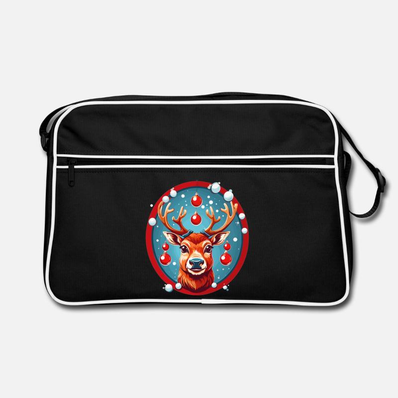 Rentier mit Weihnachtskugeln Retro Tasche