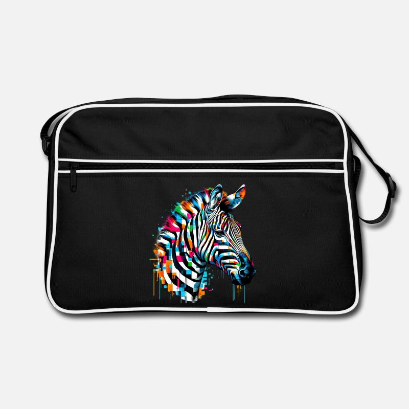 Zebra - Retro Tasche - Schwarz/Weiß