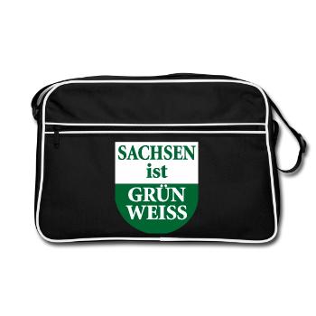 Saxony is green white state flag - Retro Bag - black/white - Front