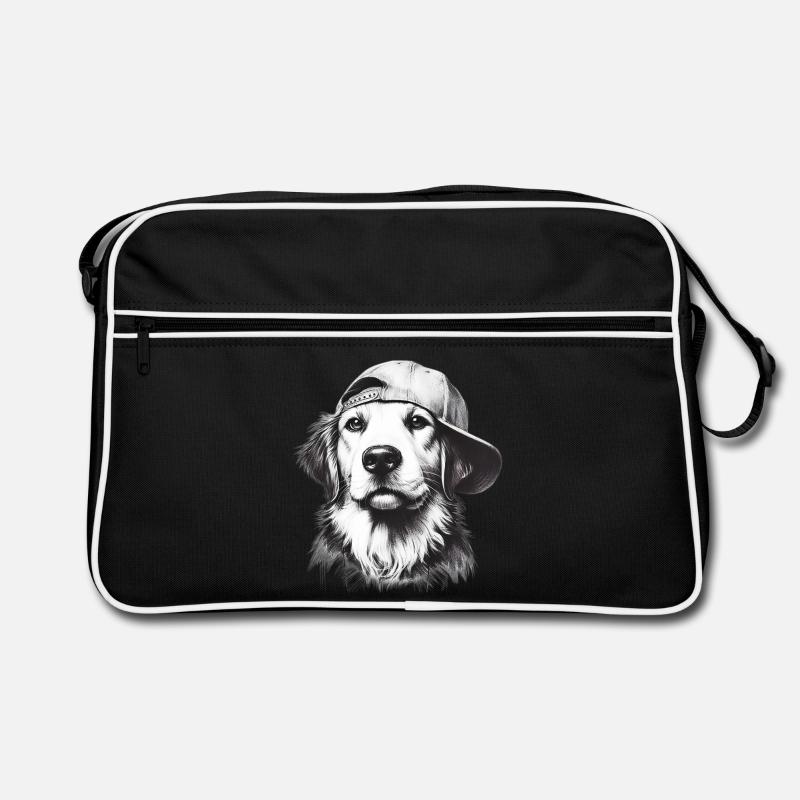 Hund - Retro Tasche - Schwarz/Weiß