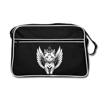 Ange Blanc Chat Avec Des Ailes - Sac Retro - noir/blanc - Devant