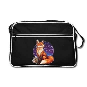 Renard et ciel étoilé - Sac Retro - noir/blanc - Devant